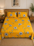 SUPER SATAN| 9x9' Premium Sateen Cotton King Bed sheet | Yellow