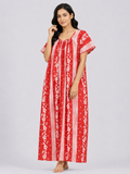 Pure Cotton Half Sleeve Nighty | Red
