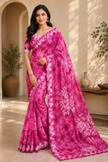 Pure Cotton Dye Saree| Rani Pink