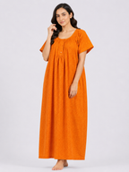 Pure Cotton Half Sleeve Nighty | Yellow