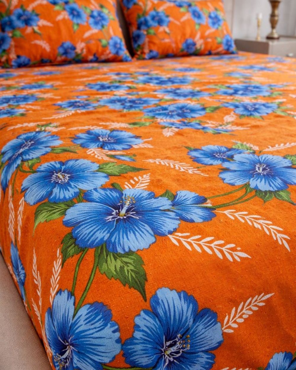 Priya| Budget Cotton Queen Sheet Set (6ft x 7ft)|Orange