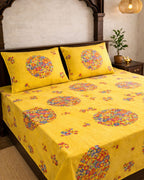 SUPER SATAN| 9x9' Premium Sateen Cotton King Bedsheet|YELLOW