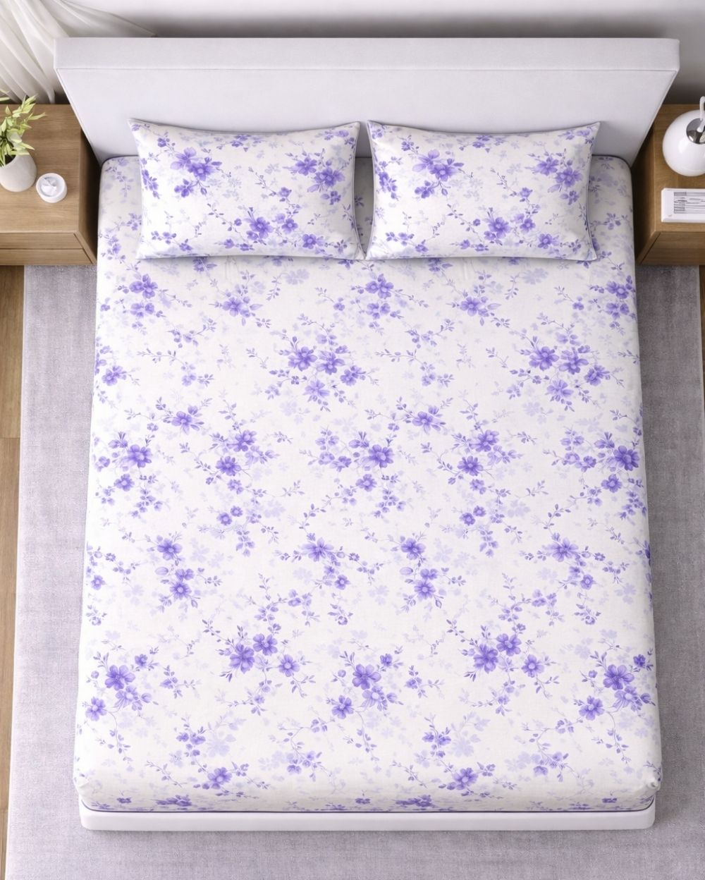 Sunflower (7x9ft)| Pure Cotton King Bedsheet - White