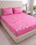 Priya| Budget Cotton Queen Sheet Set (6ft x 7ft)|Pink