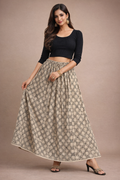 Ladies Cotton Printed Skirt| Beige