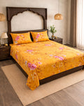 SATAN| Premium Sateen Cotton King Sheet Set (7.5 x 9 ft)|Yellow