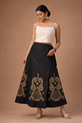 Ladies Cotton Stitched Wrapper Skirt| Black