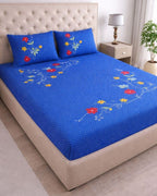 Priya| Budget Cotton Queen Sheet Set (6ft x 7ft)| Blue