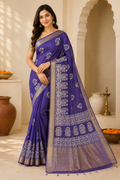 Semi Chanderi Silk Saree| Purple