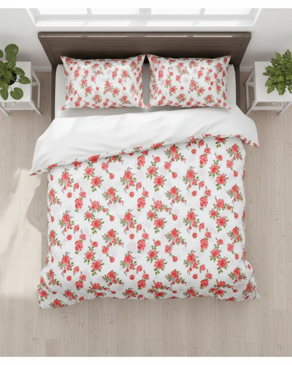 Medium| Pure Cotton Double Sheet Set (5ft x 7ft) + 2 Pillow Covers | White