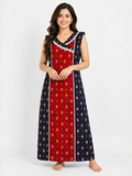 Pure Cotton Sleeveless designer Nighty | Red