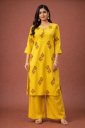 M Size| Rayon Printed Kurti | Yellow