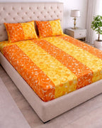 Priya| Budget Cotton Queen Sheet Set (6ft x 7ft)|Yellow