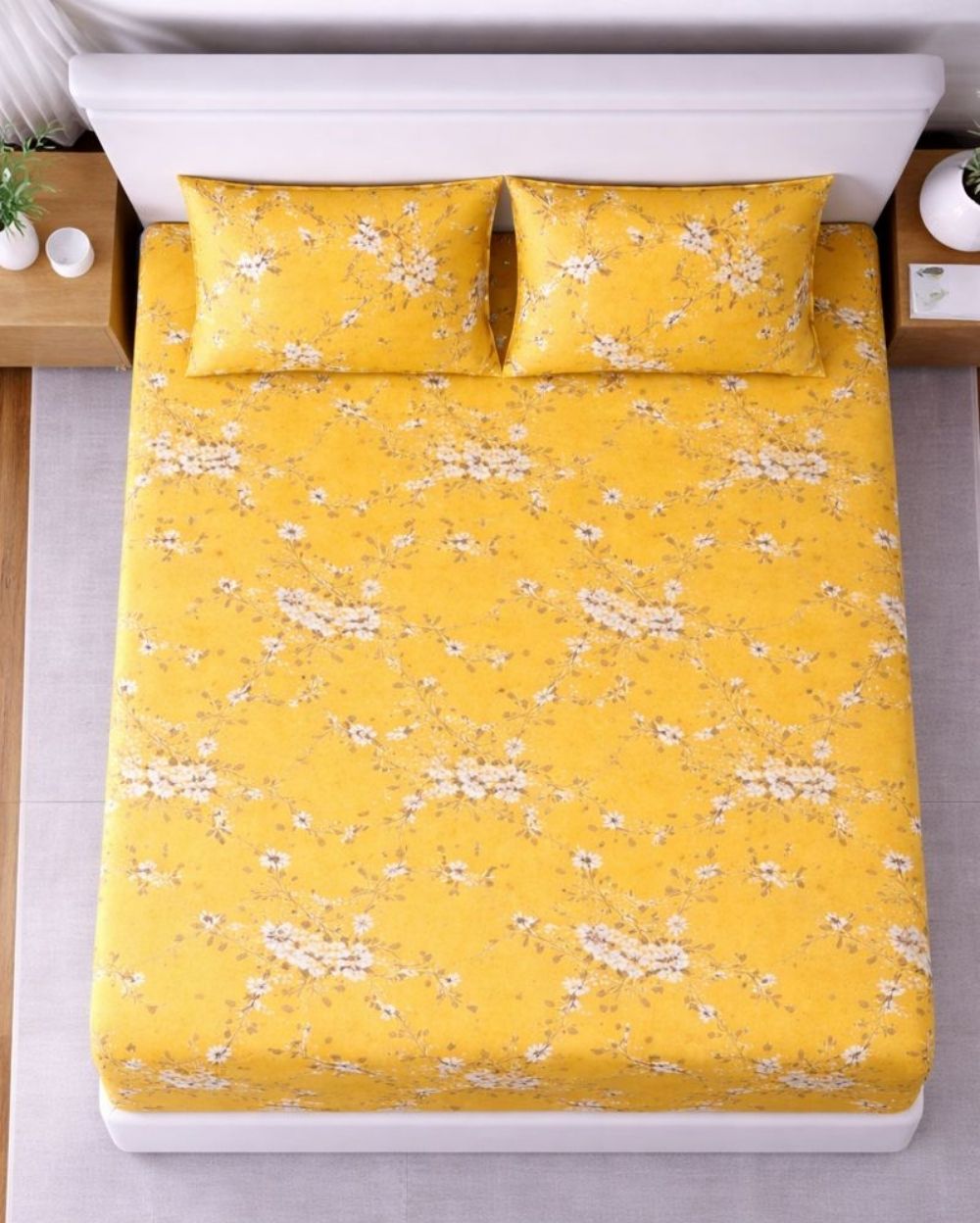 Sunflower (7x9ft)| Pure Cotton King Bedsheet - Yellow