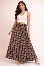 Ladies Cotton Printed Wrapper Skirt| Black