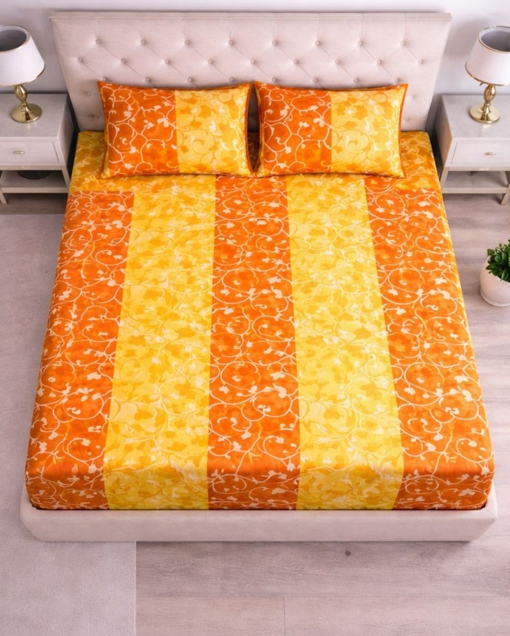 Priya| Budget Cotton Queen Sheet Set (6ft x 7ft)|Yellow