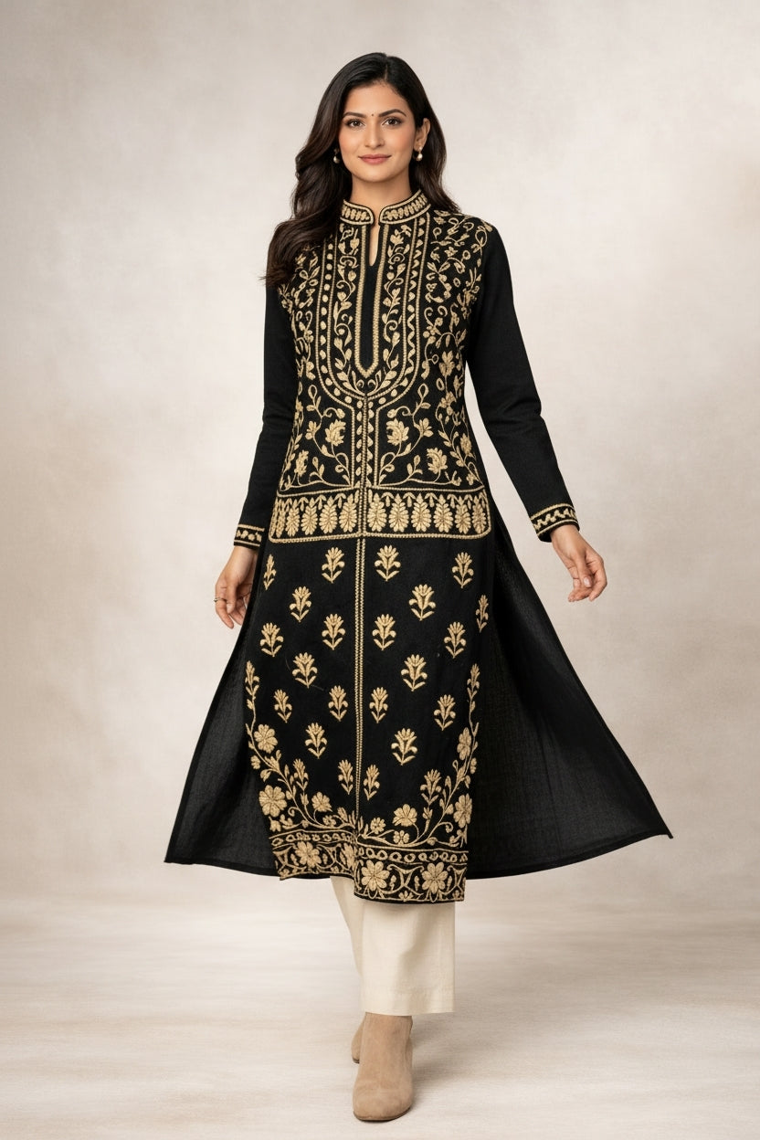 Free Size| Premium Woolen Kurti| Black