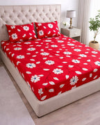 Priya| Budget Cotton Queen Sheet Set (6ft x 7ft)| Red