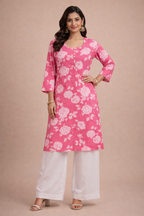 4XL Size| Premium Cotton Printed Kurti | Pink