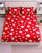 Priya| Budget Cotton Queen Sheet Set (6ft x 7ft)|Red
