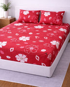 Sunflower (7x9ft)| Pure Cotton King Bedsheet - Red