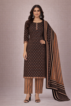 L SIZE| Budget Cotton 3 Pieces Printed  Kurti/Salwar Suit| Black