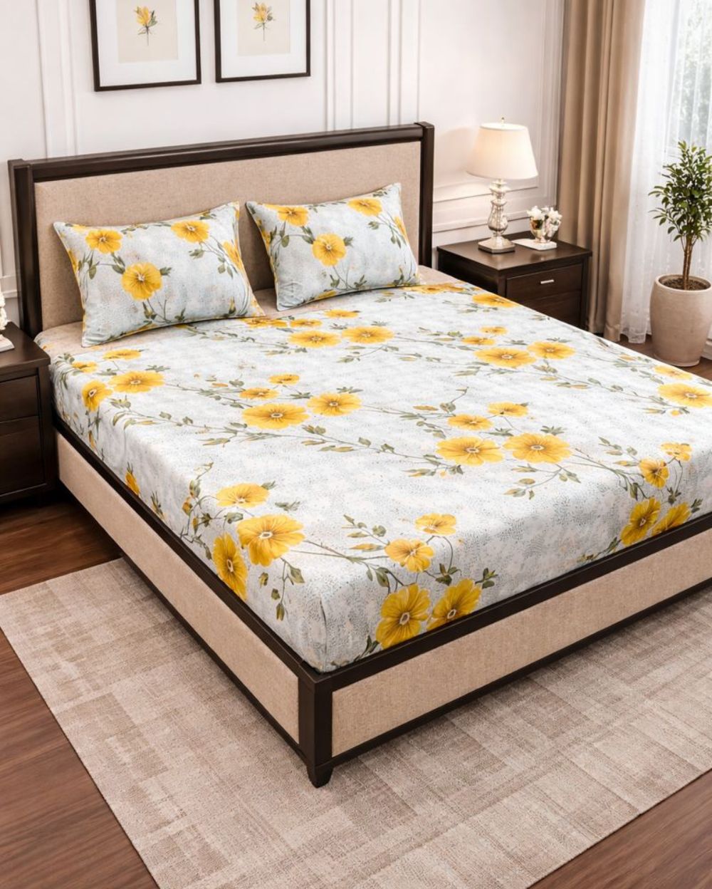 Vani|Queen Cotton Bed Set (6ft x 7ft)|White