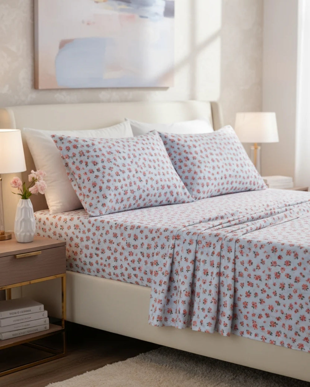 Medium| Pure Cotton Double Sheet Set (5ft x 7ft) + 2 Pillow Covers | White