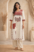 XXL Size|Cotton Stitched Designer Kurti | White