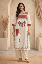 XXL Size|Cotton Stitched Designer Kurti | White
