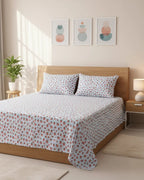 Medium| Pure Cotton Double Sheet Set (5ft x 7ft) + 2 Pillow Covers | White