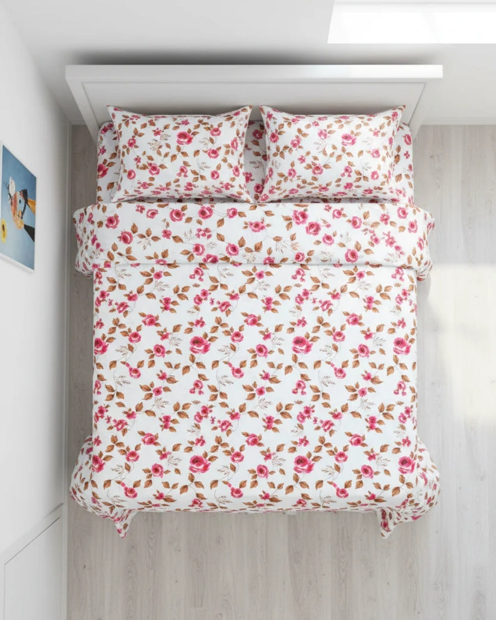 Medium| Pure Cotton Double Sheet Set (5ft x 7ft) + 2 Pillow Covers | White