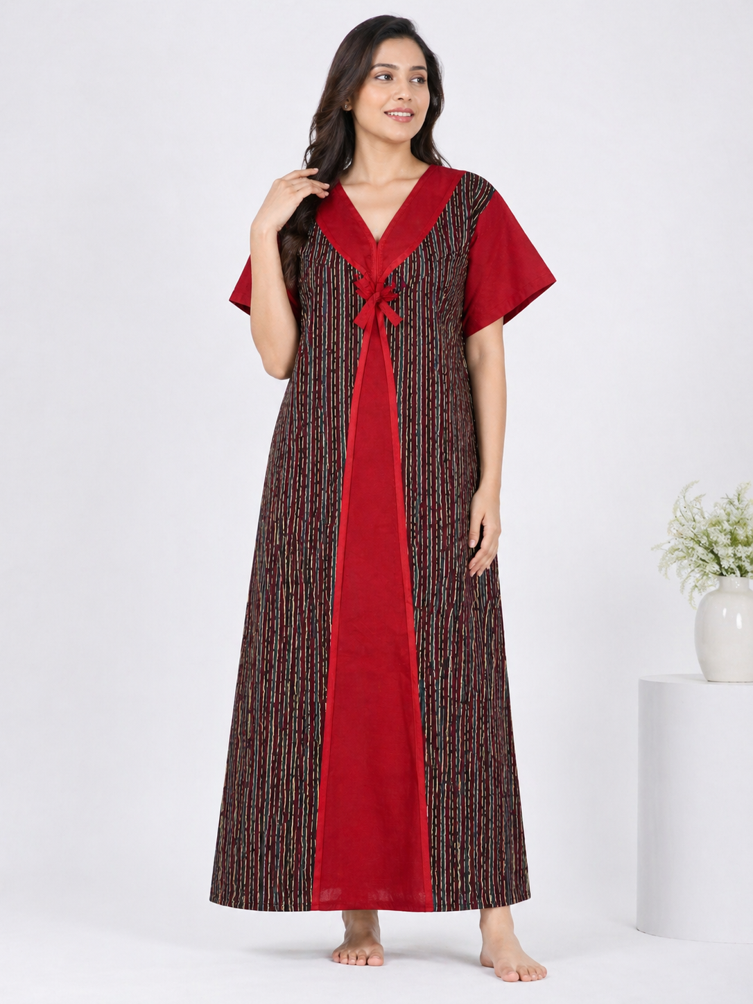 Pure Cotton designer Nighty | Red