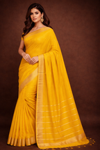 Semi Silk Mangal Giri Saree| Yellow