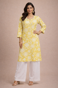 4XL Size| Premium Cotton Printed Kurti | Yellow
