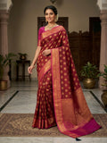 Beautiful Heavy Zari Work Premium Silk Saree| Maroon
