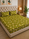 Vani|Queen Cotton Bed Set (6ft x 7ft)| Green