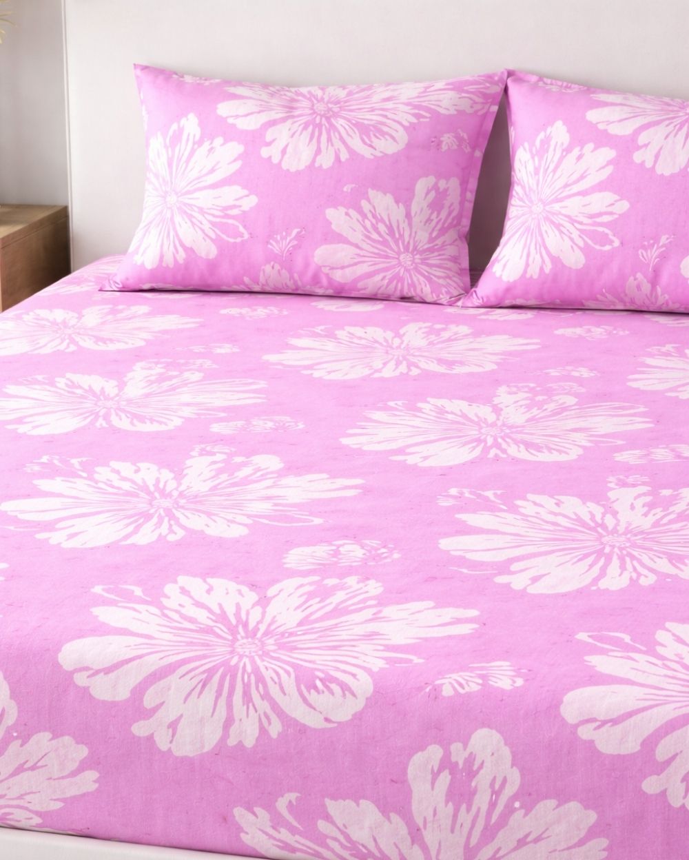 Sunflower (7x9ft)| Pure Cotton King Bedsheet - Baby Pink