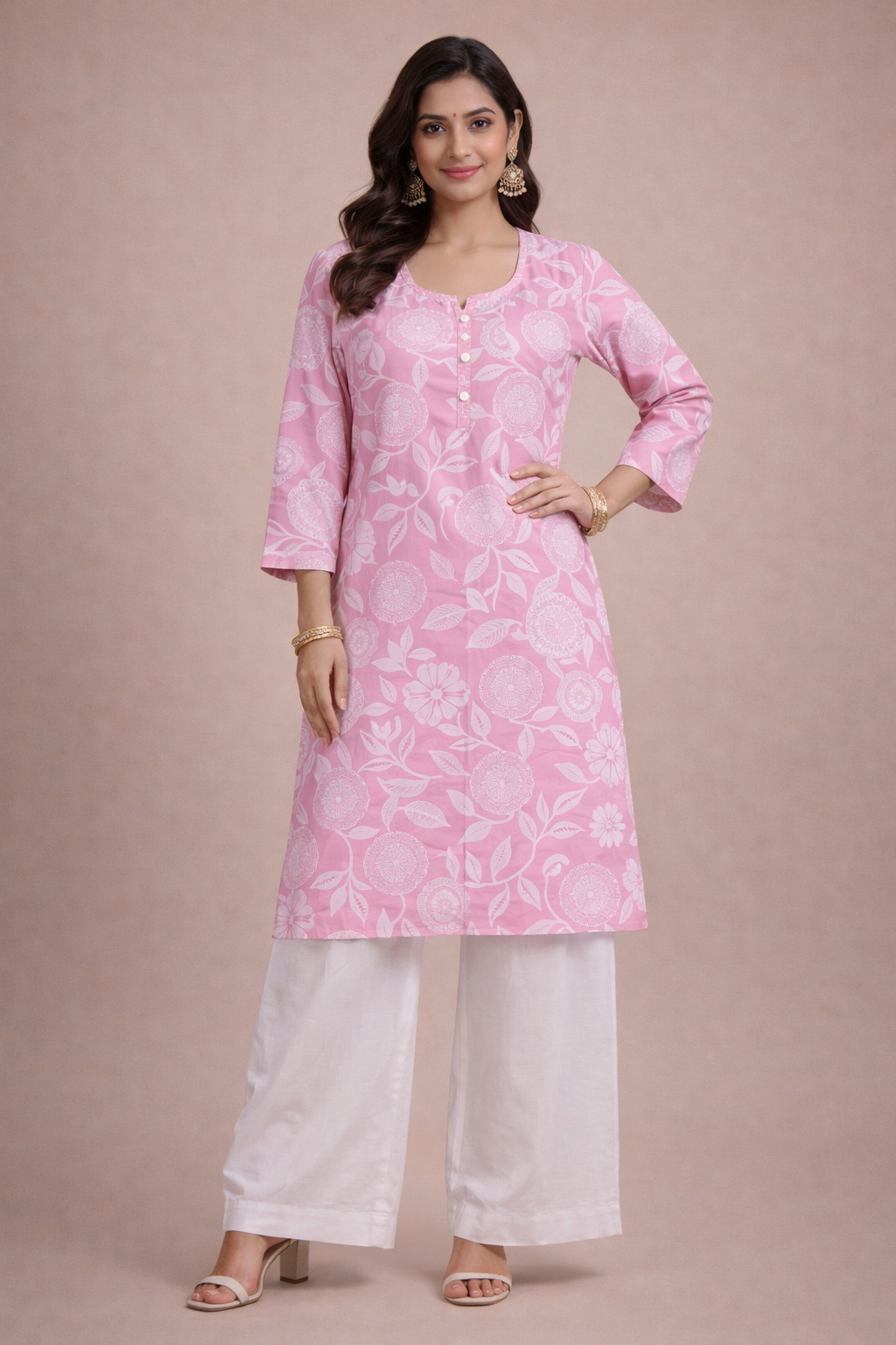 5XL Size| Premium Cotton Printed Kurti | Pink