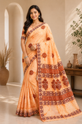 Pure Cotton Dye Saree| Peach