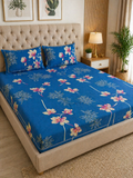 Vani|Queen Cotton Bed Set (6ft x 7ft)| Blue