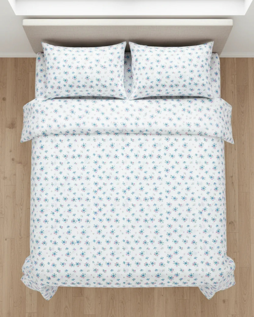 Medium| Pure Cotton Double Sheet Set (5ft x 7ft) + 2 Pillow Covers | White