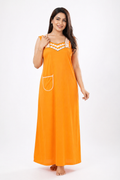 Pure Cotton Sleeveless designer Nighty | Yellow