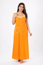 Pure Cotton Sleeveless designer Nighty | Yellow