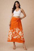 Ladies Cotton Printed Wrapper Skirt| Orange