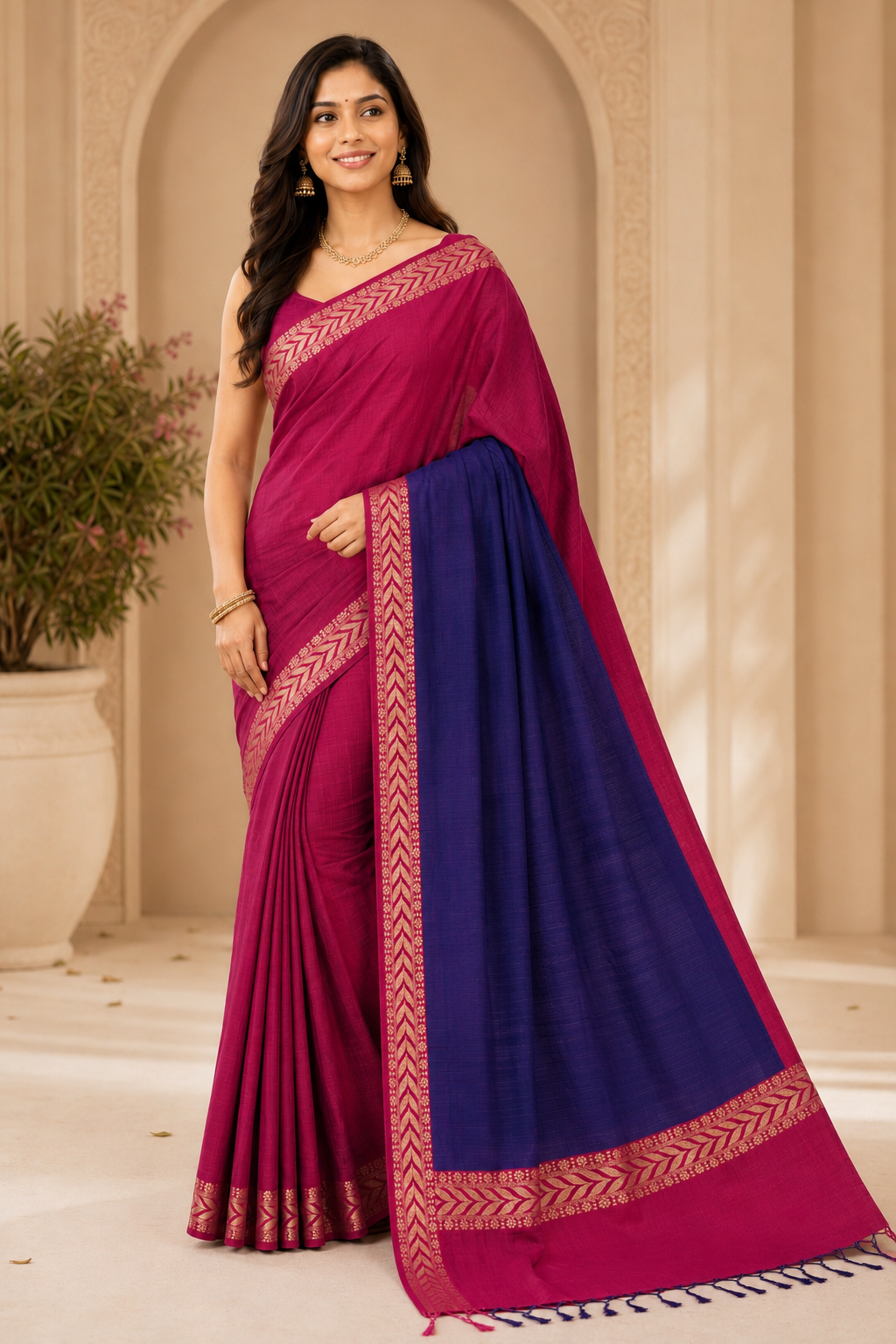 Check Khadi Cotton Saree| Rani