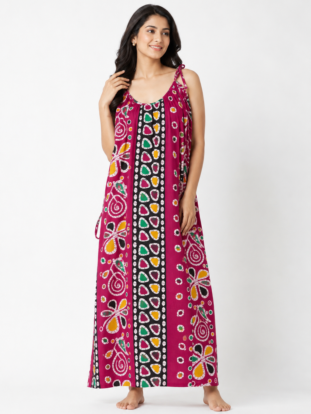 Pure Cotton Sleeveless knot round Cut Nighty | Rani