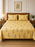 SATAN| Premium Sateen Cotton King Sheet Set (7.5 x 9 ft) | Yellow