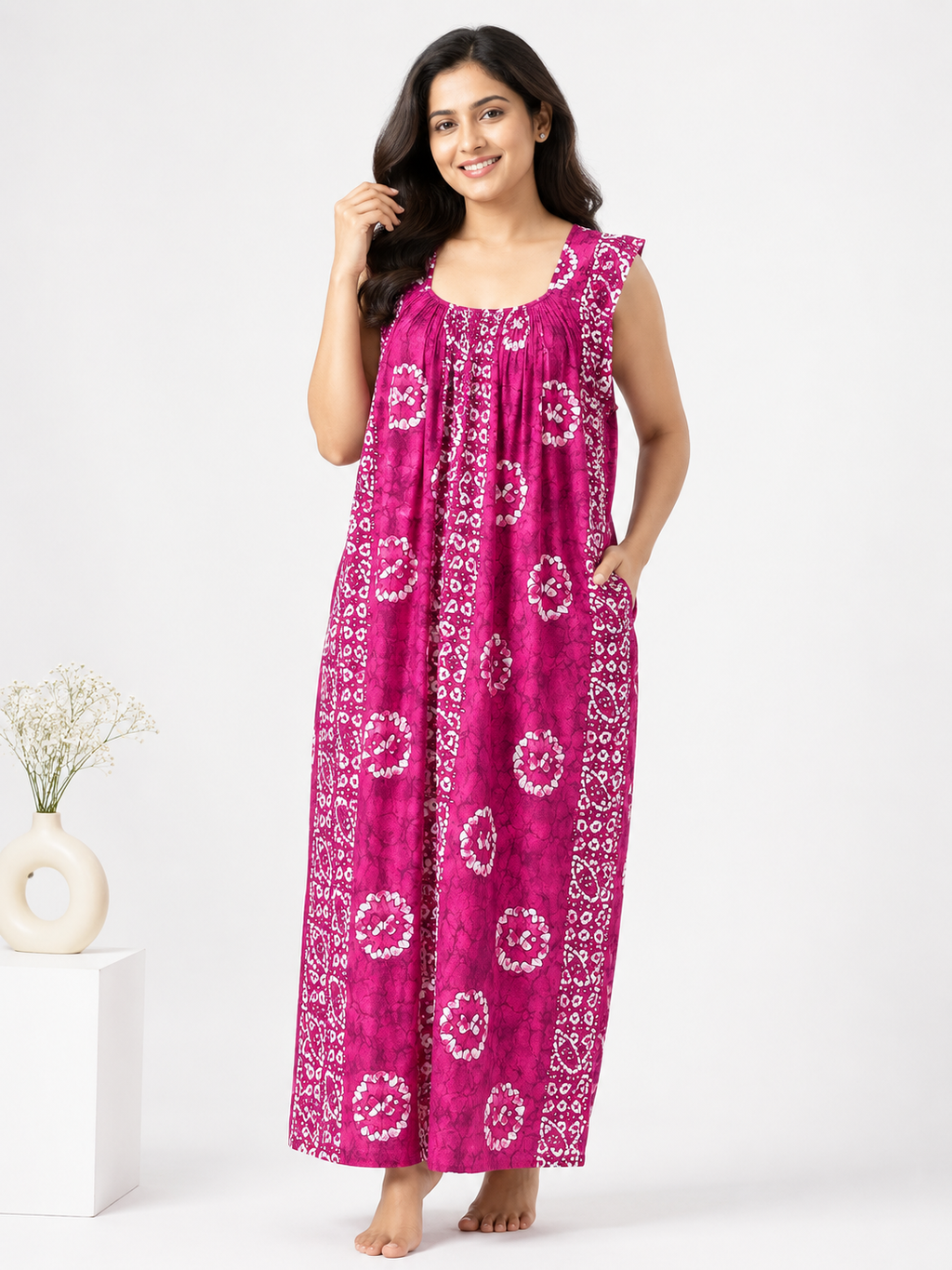 Pure Cotton Sleeveless Nighty | Rani