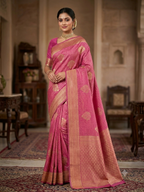 Khaddi Benarasi Silk Saree| Pink